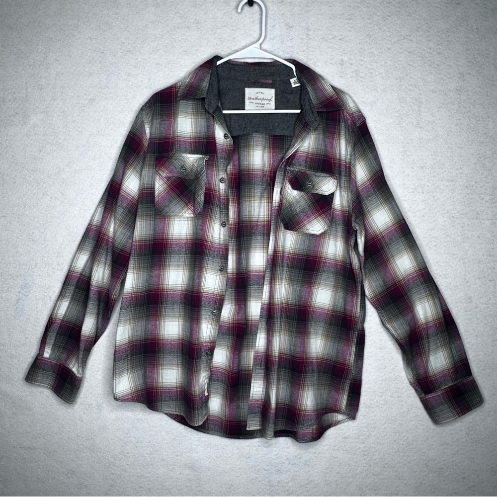 Weatherproof Vintage Plaid Flannel Shirt – Button Front - Size Large